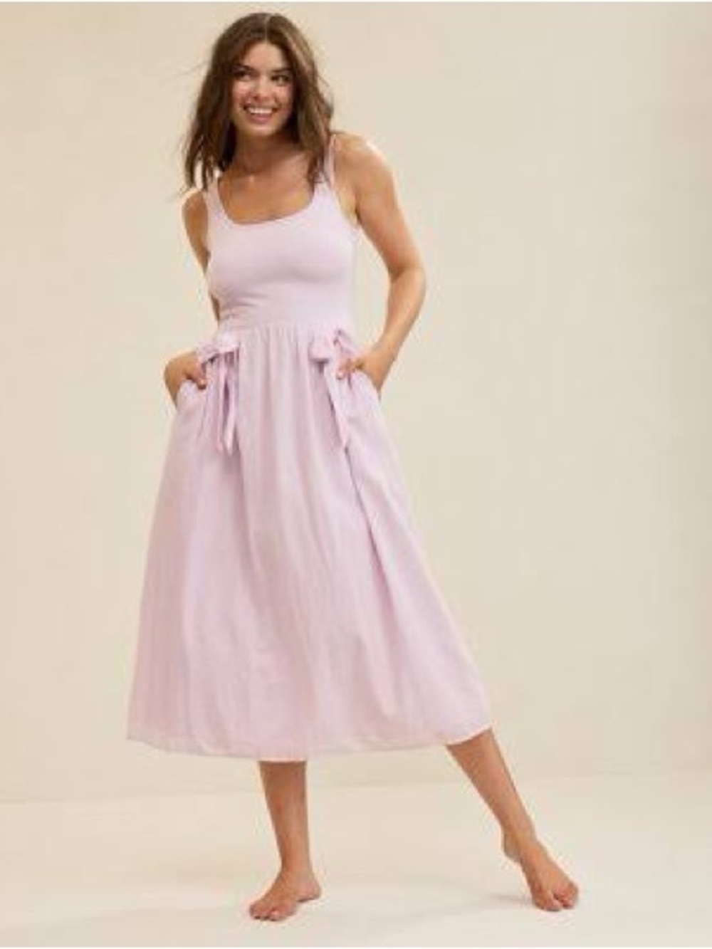 Aerie Orchid At The Barre Bow Midi Dress